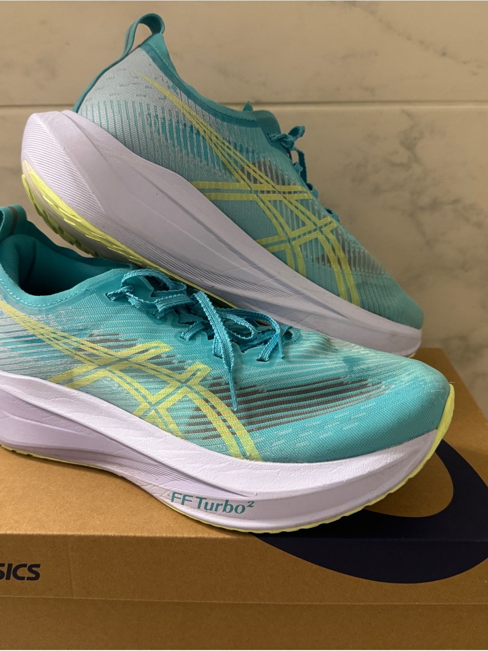 ASICS Women's Teal and Yellow Running Shoes